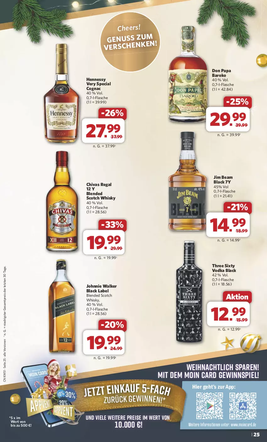 Aktueller Prospekt Combi - Prospekte - von 16.12 bis 24.12.2024 - strona 25 - produkty: black label, blended scotch, blended scotch whisky, Cognac, eis, flasche, gewinnspiel, jim beam, johnnie walker, lack, nuss, regal, reis, scotch, scotch whisky, Three Sixty, Ti, vodka, whisky, ZTE