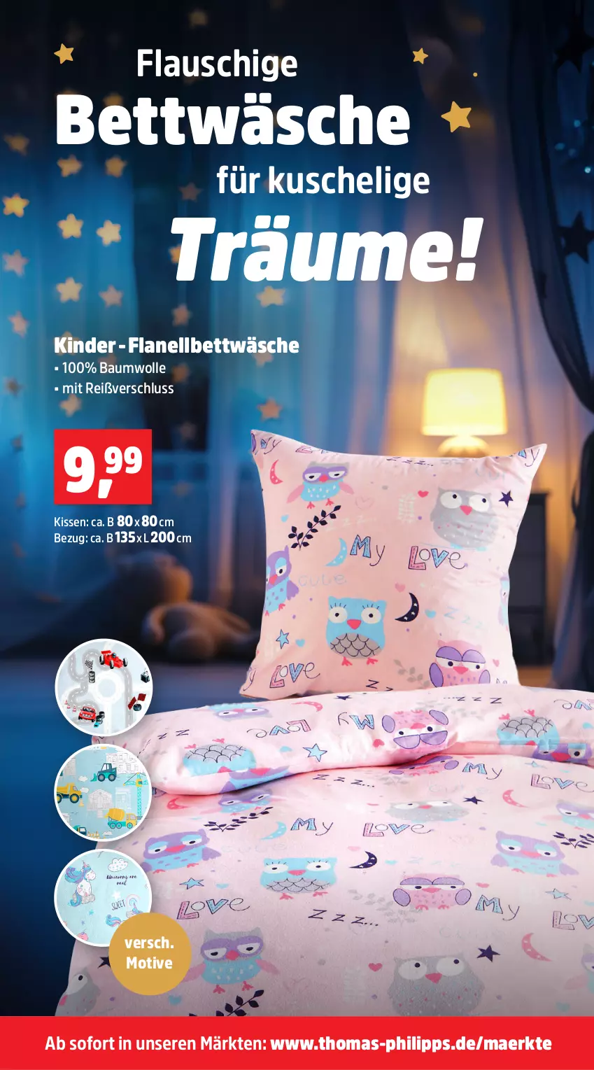 Aktueller Prospekt Thomas Philipps - von 29.09 bis 04.10.2025 - strona 9 - produkty: Bau, baumwolle, bett, bettwäsche, Kinder, kissen, Ti, wolle
