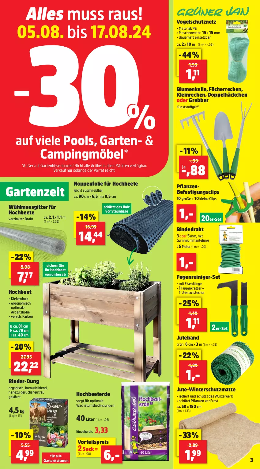 Aktueller Prospekt Thomas Philipps - von 05.08 bis 10.08.2024 - strona 3 - produkty: auer, blume, blumen, Draht, eis, elle, erde, Garten, Holz, kissen, Kraut, leine, Mantel, Maus, möbel, pflanze, pflanzen, pool, reiniger, reis, Ria, rind, rinder, sac, Schutznetz, Ti, usb, vorteilspreis, Winterschutz