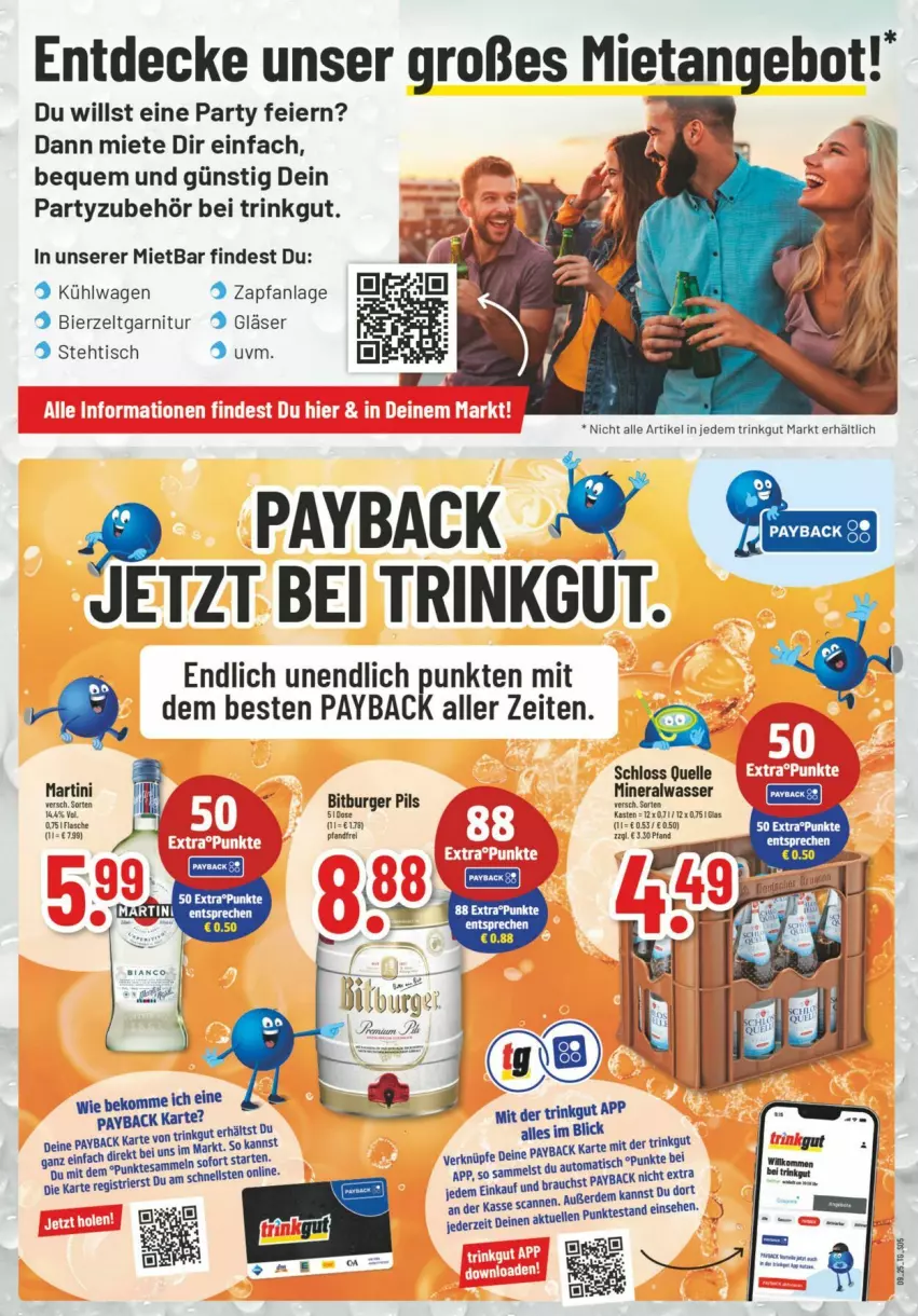 Aktueller Prospekt Trinkgut - Prospekte - von 23.02 bis 01.03.2025 - strona 5 - produkty: Alwa, angebot, auto, beko, bier, Bierzeltgarnitur, bitburger, bitburger pils, burger, decke, eier, elle, erde, fisch, fische, garnitur, Gläser, martini, mineralwasser, payback, pils, Rauch, Ti, tisch, wasser, Zelt