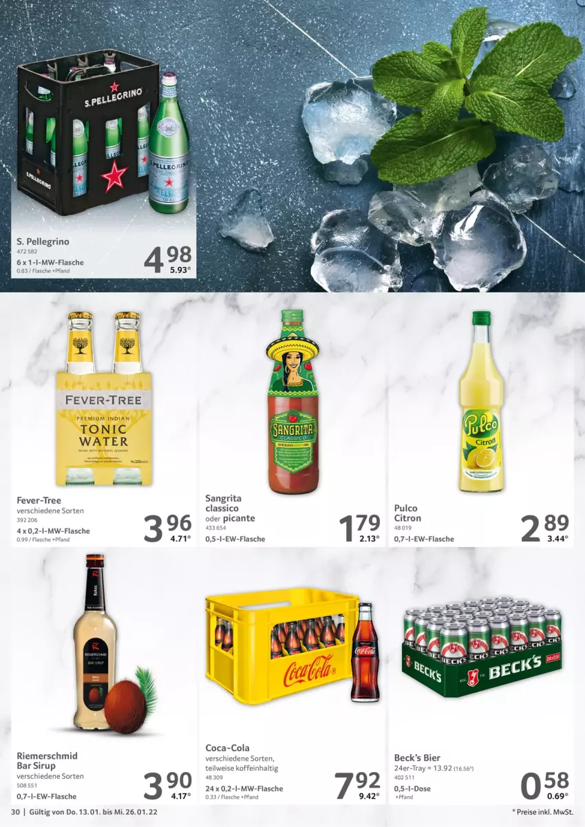 Aktueller Prospekt Selgros - Vorschau:
            Gastro - von 13.01 bis 26.01.2022 - strona 30 - produkty: bier, classico, coca-cola, cola, eis, elle, fever-tree, flasche, mw-flasche, reis, sirup, Ti, tonic