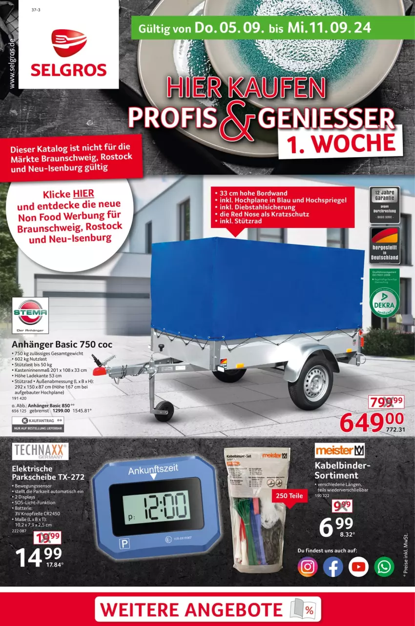 Aktueller Prospekt Selgros - Non Food - von 05.09 bis 11.09.2024 - strona 1 - produkty: angebot, angebote, Anhänger, auto, Bau, braun, decke, deka, HP, lays, riegel, Ti, tisch