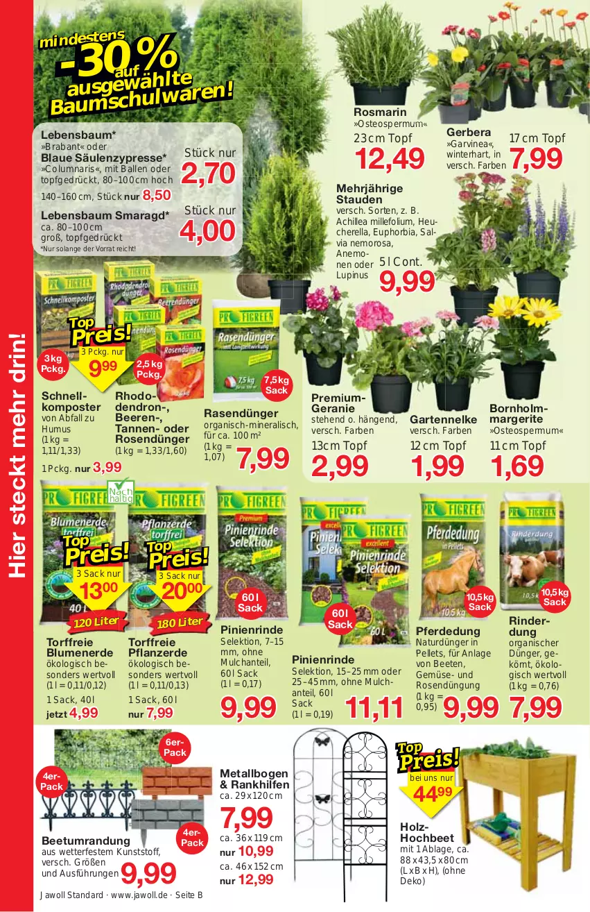 Aktueller Prospekt Jawoll - Prospekte - von 07.05 bis 13.05.2023 - strona 10 - produkty: ball, Bau, beere, beeren, Beetumrandung, blume, blumen, blumenerde, dünger, eis, elle, erde, Garten, gartennelke, geranie, Gerber, Heu, Holz, Komposter, natur, Pellets, pflanze, pflanzerde, rasen, rasendünger, rel, rind, rinder, rosen, rosmarin, sac, stauden, Ti, topf