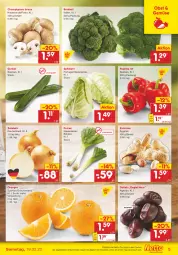 Gazetka promocyjna Netto Marken-Discount - Filial-Angebote - Gazetka - ważna od 19.02 do 19.02.2022 - strona 5 - produkty: angebot, asti, beutel, braun, brokkoli, champignon, champignons, champignons braun, Datteln, erdnüsse, gurke, gurken, LG, obst, orange, orangen, paprika, paprika rot, Schal, Schale, spitzkohl, Ti, ZTE, zwiebel, zwiebeln