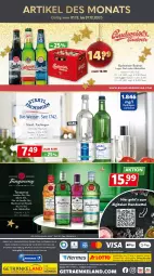 Gazetka promocyjna Getraenkeland - Gazetka - ważna od 19.12 do 19.12.2025 - strona 13 - produkty: abholpreise, acer, aktionspreis, alkohol, bestpreis, bestpreise, budweiser, Currant, dry gin, eis, Elan, flasche, getränk, getränke, gin, lack, london dry, london dry gin, reis, Staatl. Fachingen, Tanqueray, tee, Ti, wasser