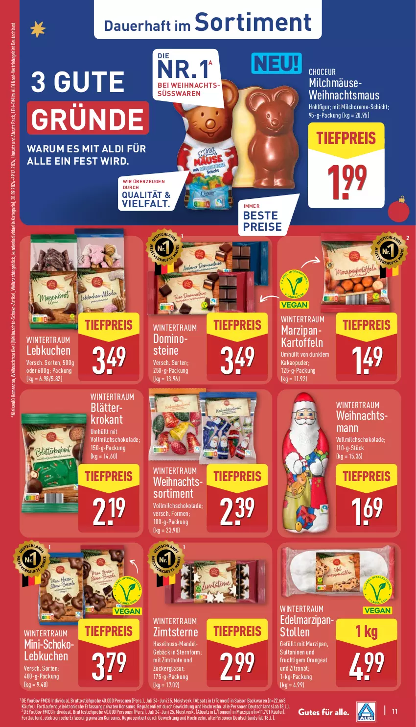 Aktueller Prospekt Aldi Nord - Von Montag - von 20.10 bis 25.10.2025 - strona 11 - produkty: aldi, auer, backwaren, brut, creme, Edelmarzipan, eis, Elektro, elle, frucht, haselnuss, HP, kakao, kartoffel, kartoffeln, kuchen, Laufen, Lebkuchen, LG, mandel, marzipan, Maus, milch, nuss, orange, reis, rum, schoko, schokolade, Stollen, süsswaren, Ti, tiefpreis, vollmilch, Yo, zucker
