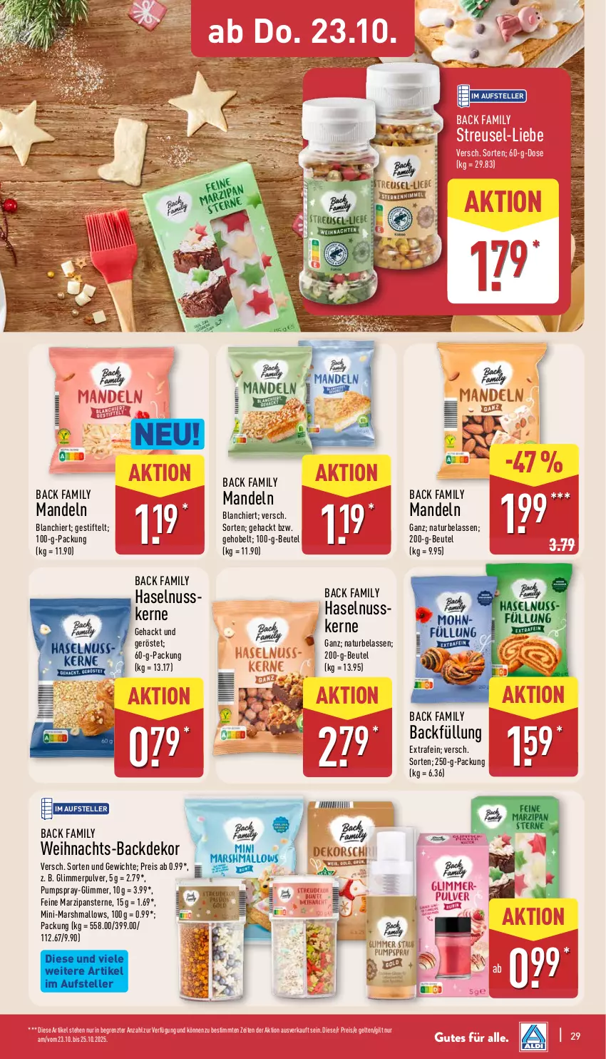 Aktueller Prospekt Aldi Nord - Von Montag - von 20.10 bis 25.10.2025 - strona 29 - produkty: Backdekor, beutel, eis, elle, haselnuss, mandel, mandeln, mars, marzipan, natur, nuss, reis, stifte, teller, Ti, ZTE