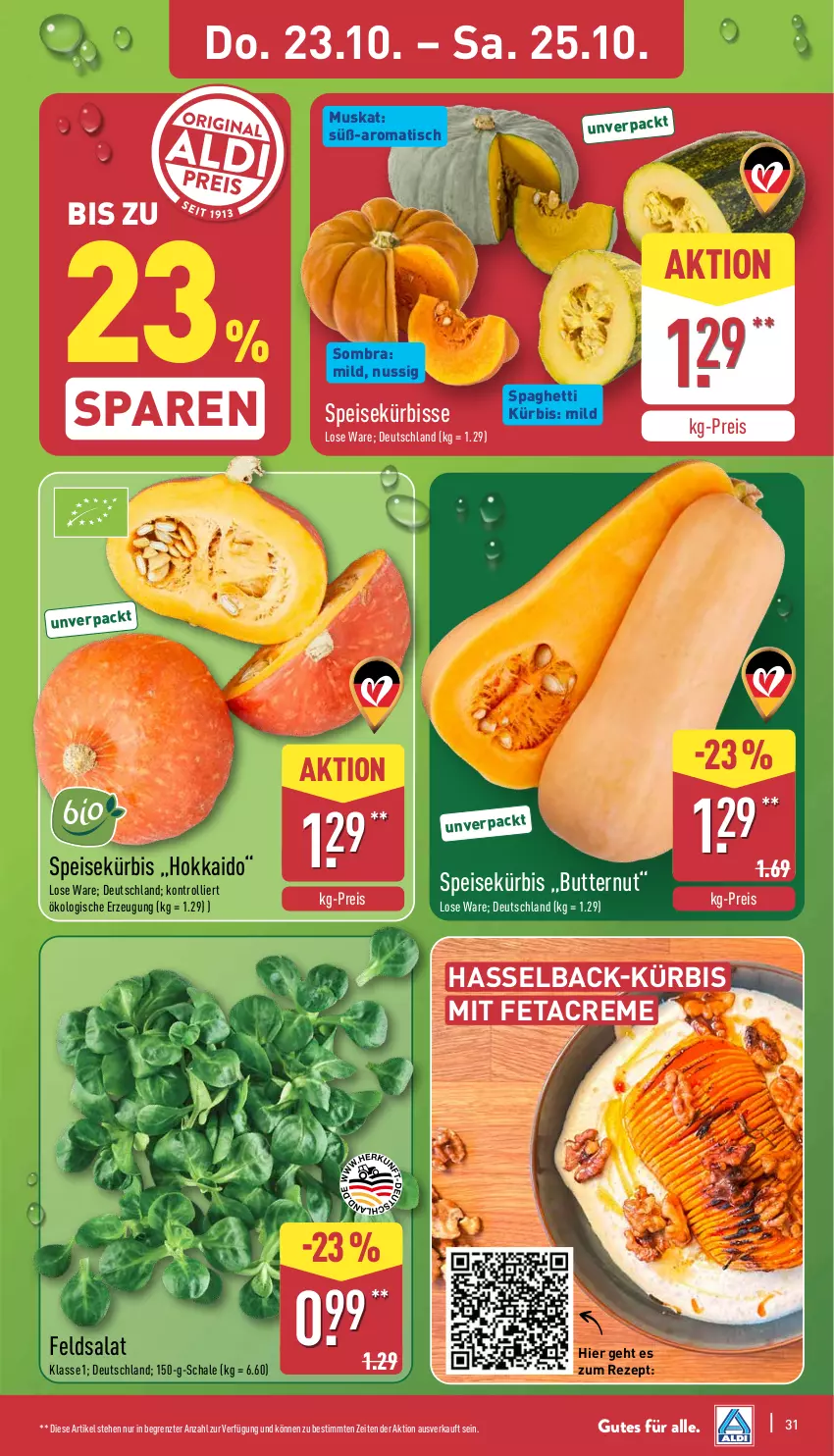Aktueller Prospekt Aldi Nord - Von Montag - von 20.10 bis 25.10.2025 - strona 31 - produkty: butter, creme, eis, feldsalat, feta, Kürbis, nuss, ombra, reis, rezept, salat, Schal, Schale, spaghetti, Ti, tisch, trolli, ZTE