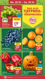 Gazetka promocyjna Aldi Nord - Von Montag - Gazetka - ważna od 25.10 do 25.10.2025 - strona 2 - produkty: aldi, beere, beeren, eis, heidelbeere, heidelbeeren, Kürbis, orange, orangen, paprika, paprika rot, reis, saft, Saftorangen, Schal, Schale, sim, simba, tafeltrauben, Ti, trauben, ZTE
