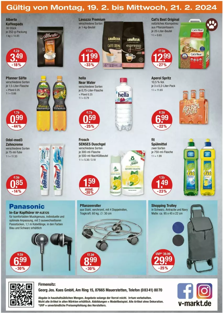 Aktueller Prospekt Vmarkt - Prospekte - von 15.02 bis 21.02.2024 - strona 24 - produkty: alle artikel ohne dekoration, angebot, angebote, aperol, auer, beutel, creme, dekoration, dell, duschgel, eis, elle, flasche, Frosch, hella, kaes, Mode, nuss, Odol, pfanne, Pfanner, ring, säfte, spülmittel, telefon, Ti, zahncreme