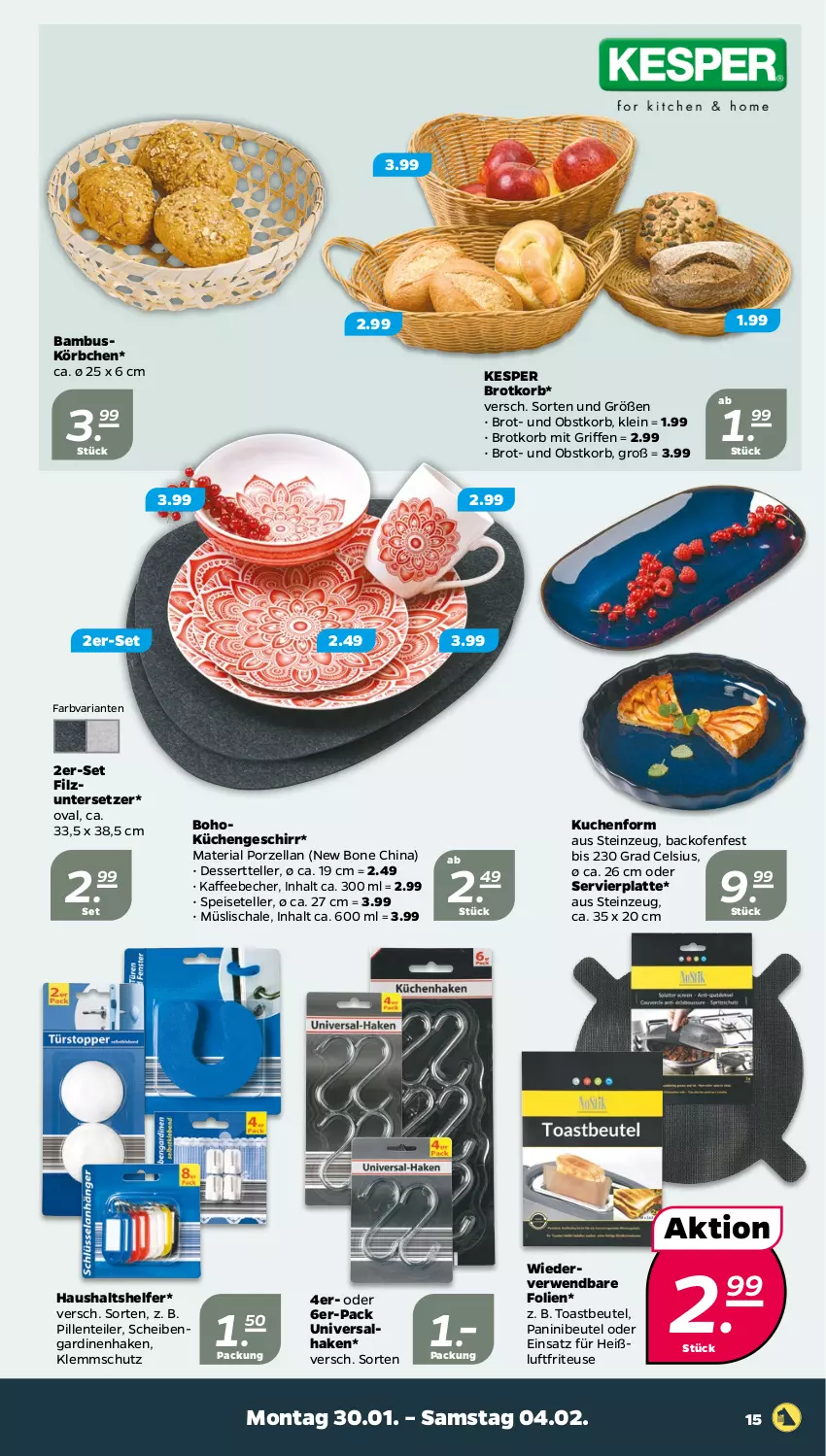 Aktueller Prospekt Netto - Woche 5 - von 30.01 bis 04.02.2023 - strona 15 - produkty: backofen, bambus, Becher, beutel, brot, Brotkorb, eis, elle, ente, Gardinen, geschirr, kaffee, kaffeebecher, kesper, korb, Körbchen, küche, Küchen, kuchen, latte, müsli, Müslischale, obst, Ofen, Ria, rwe, Schal, Schale, teller, Ti, toast, Untersetzer