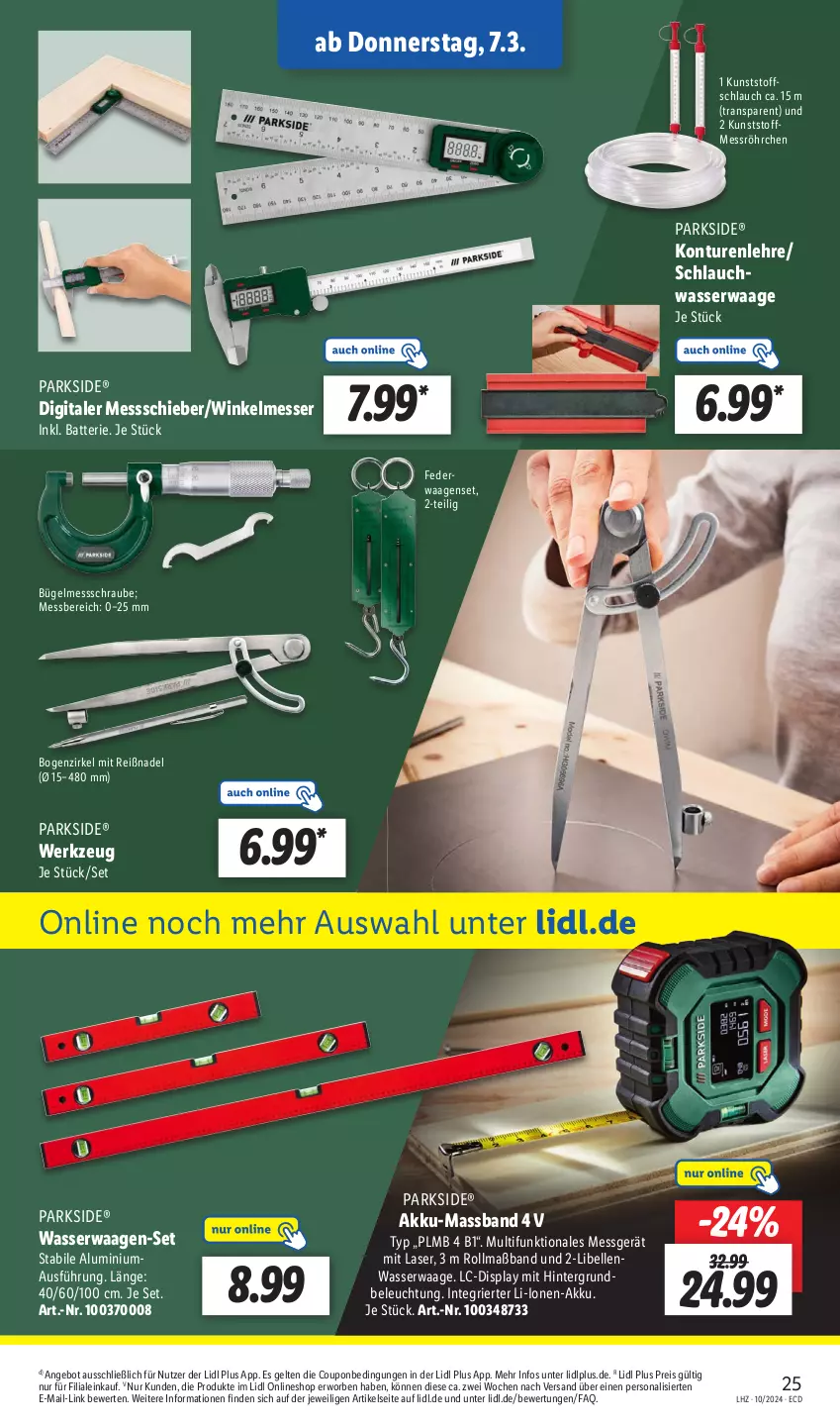 Aktueller Prospekt Lidl - Aktionsprospekt - von 04.03 bis 09.03.2024 - strona 35 - produkty: akku, angebot, batterie, beleuchtung, bügel, coupon, eis, elle, messer, Parkside, Persona, reis, schlauch, Ti, Waage, wasser, werkzeug