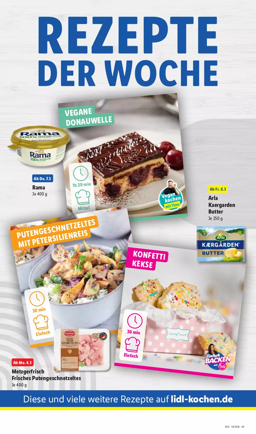 Aktueller Prospekt Lidl - Aktionsprospekt - von 04.03 bis 09.03.2024 - strona 61 - produkty: arla, Bad, buch, butter, eis, flasche, geschnetzeltes, handtuch, inklusivleistungen, LG, pute, Putengeschnetzeltes, rama, reis, rezept, rezepte, rum, Ti, tuc, Zelt