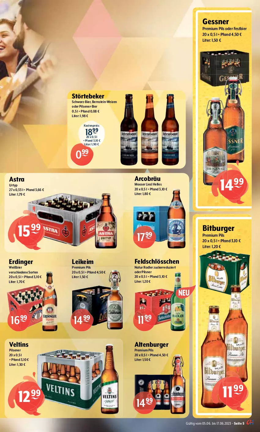 Aktueller Prospekt Getraenke Hoffmann - Prospekte - von 05.06 bis 17.06.2023 - strona 5 - produkty: alkohol, altenburger, Astra, auer, bier, bitburger, burger, eis, elle, erde, erdinger, flasche, flaschenöffner, Gessner, getränk, getränke, gewinnspiel, gin, krombache, krombacher, LG, Lübzer, mönchshof, natur, natur radler, oder radler, Paula, paulaner, pils, pilsener, pilsner, premium pils, radler, reis, Spiele, steiner, störtebeker, Ti, urtyp, veltins, warsteiner, weck, zucker