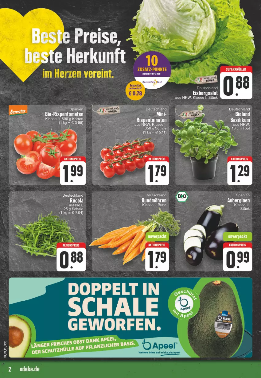 Aktueller Prospekt E Center - Angebote der Woche - von 12.06 bis 17.06.2023 - strona 2 - produkty: aktionspreis, bio, bioland, Bundmöhren, cola, deka, eis, eisbergsalat, elle, möhren, reis, rucola, salat, Schal, Schale, schutzhülle, teller, Ti, vita