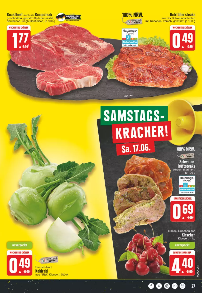 Aktueller Prospekt E Center - Angebote der Woche - von 12.06 bis 17.06.2023 - strona 27 - produkty: deka, hüftsteak, hüftsteaks, kirsch, kirsche, kirschen, steak, steaks