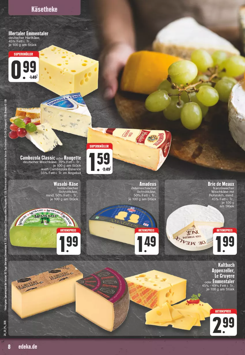 Aktueller Prospekt E Center - Angebote der Woche - von 12.06 bis 17.06.2023 - strona 8 - produkty: aktionspreis, angebot, appenzeller, bresso, cambozola, deutscher weichkäse, eis, elle, emmentaler, hartkäse, Käse, käsetheke, milch, reis, rouge, rougette, Ti, wasa, weichkäse, ZTE