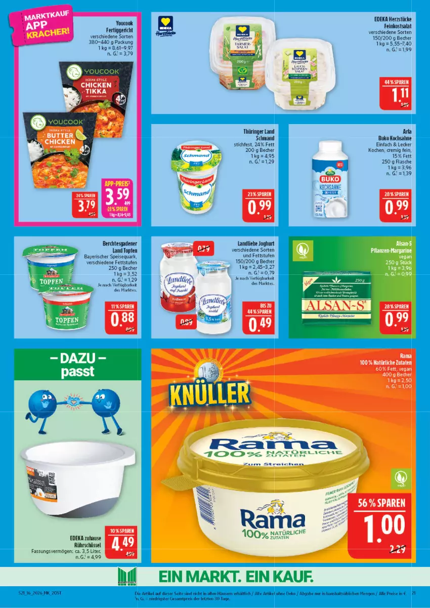 Aktueller Prospekt Marktkauf - Prospekt - von 12.04 bis 18.04.2026 - strona 21 - produkty: arla, arla buko, Becher, Buko, deka, eis, feinkost, fertiggericht, flasche, joghur, joghurt, quark, reis, ring, Rührschüssel, salat, schmand, schüssel, speisequark, Ti, topf, Topfen, Yo, YouCook, ZTE