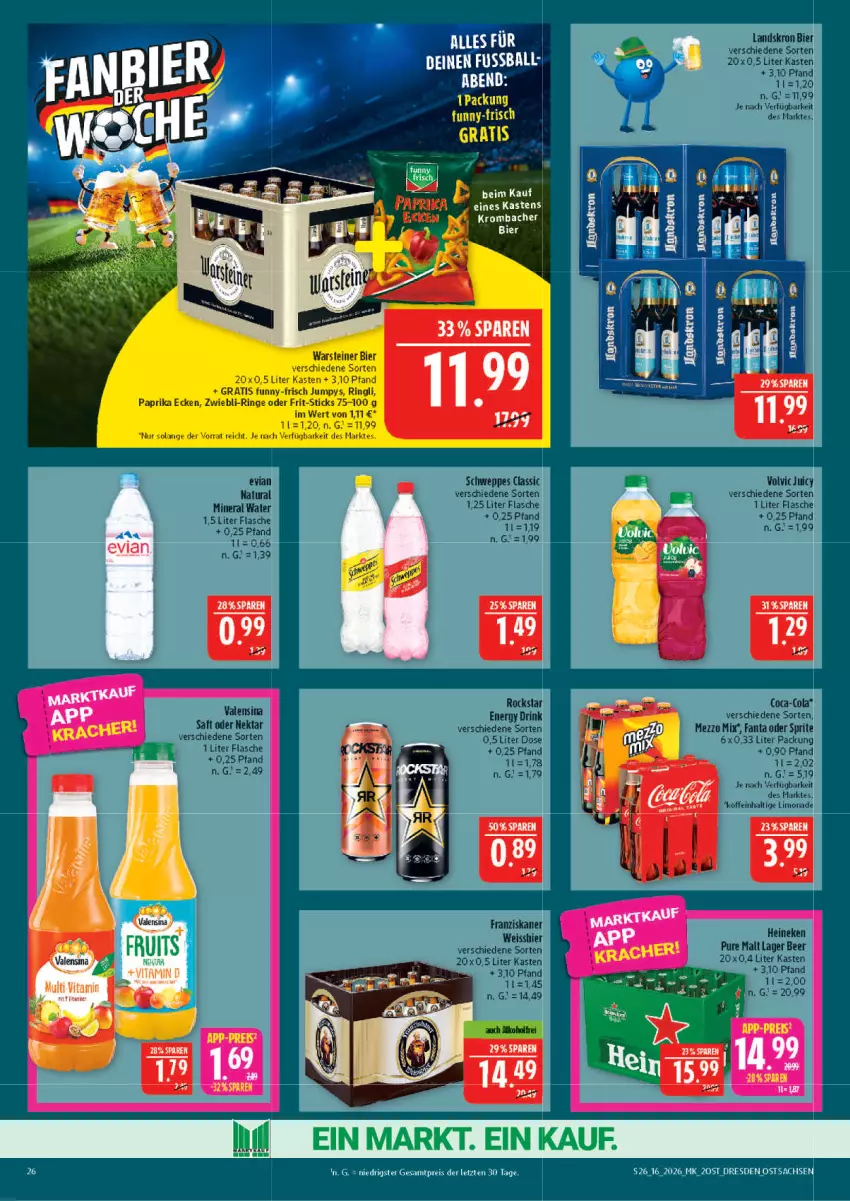 Aktueller Prospekt Marktkauf - Prospekt - von 12.04 bis 18.04.2026 - strona 26 - produkty: ball, bier, eis, ente, Frit-Sticks, funny-frisch, krombache, krombacher, paprika, reis, ring, sac, steiner, tee, Ti, warsteiner, ZTE