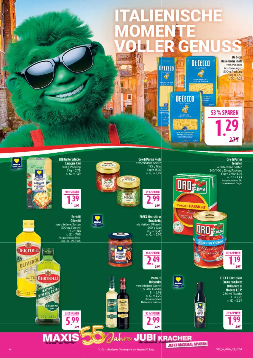 Aktueller Prospekt Marktkauf - Prospekt - von 12.04 bis 18.04.2026 - strona 6 - produkty: aceto, balsam, balsamico, De Cecco, deka, ecco, eier, ente, flasche, grill, herta, italienische pasta, lasagne, Mode, olive, oliven, olivenöl, pasta, Sugo, Ti, tomate, tomaten, ZTE