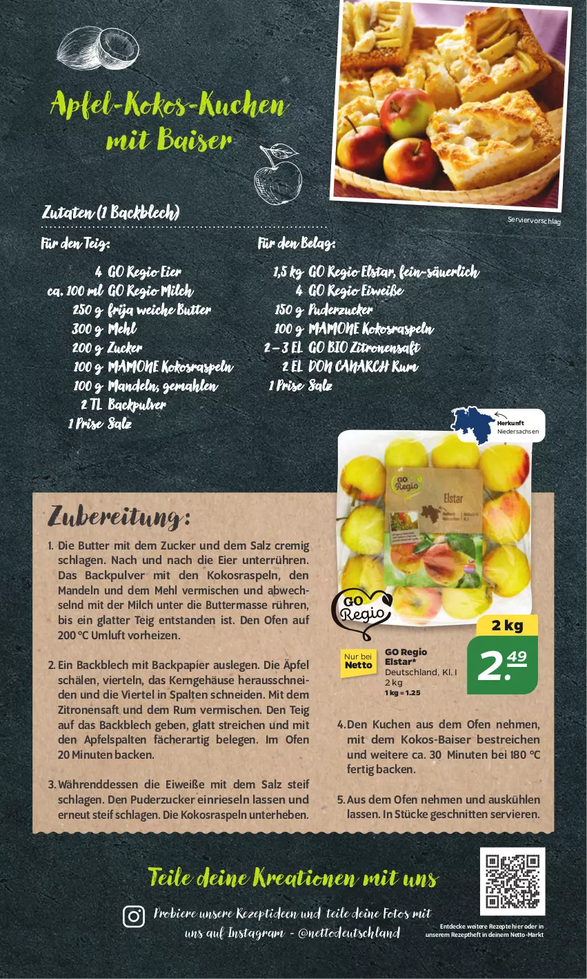 Aktueller Prospekt Netto - Woche 39 - von 23.09 bis 28.09.2024 - strona 18 - produkty: apfel, bier, Biere, bio, butter, decke, eier, kokos, kuchen, latte, mam, mandel, mandeln, mehl, milch, Ofen, papier, rezept, rezepte, rum, sac, saft, salz, schnitten, Ti, zitrone, zitronen, zitronensaft, zucker