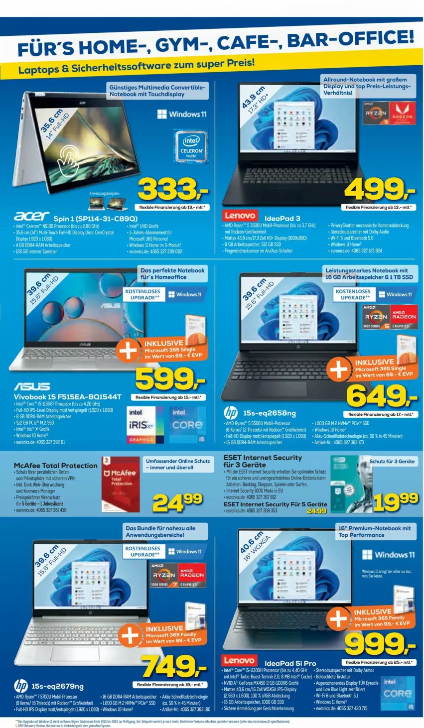 Aktueller Prospekt Euronics - Prospekte - von 06.07 bis 13.07.2022 - strona 3 - produkty: Bank, eis, Intel, Mode, notebook, office, reis, Spiele, ssd, Surf, Ti