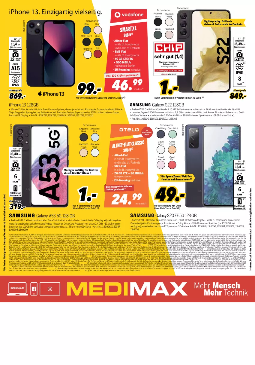 Aktueller Prospekt Medimax - MEDIMAX Prospekt KW25 2022 - von 17.06 bis 23.06.2022 - strona 10 - produkty: abholpreise, akku, alkohol, angebot, Apple, auer, auto, batterie, Bau, beko, bio, Brei, buch, dekoration, deo, eis, Elan, elle, erde, frontkamera, google play, Handy, hauptkamera, iphone, IPhone 13, kamera, lack, LG, microsd, mint, octa-core prozessor, orange, quad, Rauch, reis, Ria, ring, rwe, salz, SANTE, Seife, sim, smartphone, spee, speicherkarte, Surf, Ti, Tiere, tisch, touchscreen, trolli, uhd, uhr, usb, vodafone, wasser, ZTE