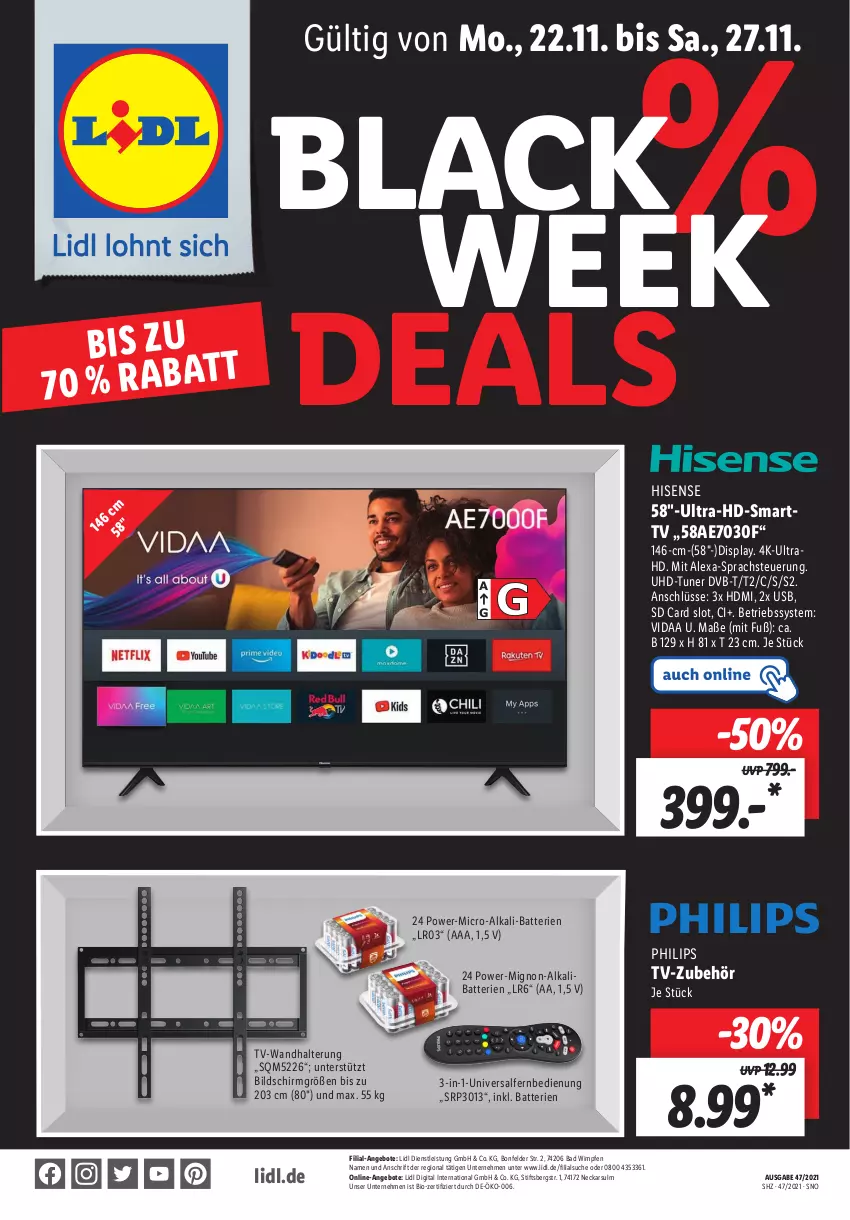 Aktueller Prospekt Lidl - Black Week Deals - von 22.11 bis 27.11.2021 - strona 1