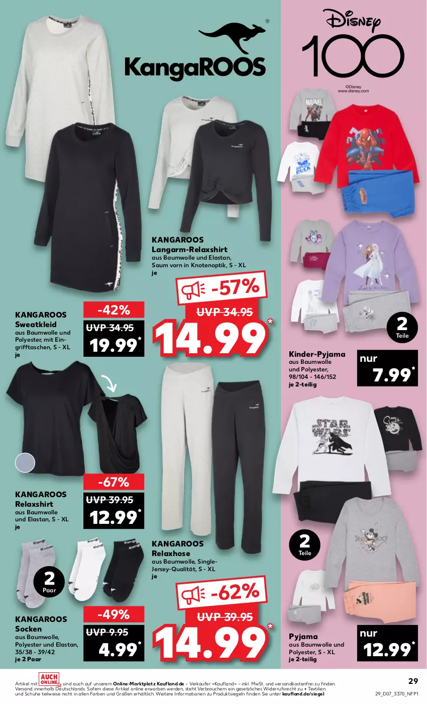 Aktueller Prospekt Kaufland - von 16.02 bis 22.02.2023 - strona 29 - produkty: Bau, baumwolle, eis, erde, hose, Kinder, kleid, ndk, Pyjama, Rauch, rel, schuhe, shirt, socken, Sweatkleid, Tasche, taschen, Ti, versandkostenfrei, wolle