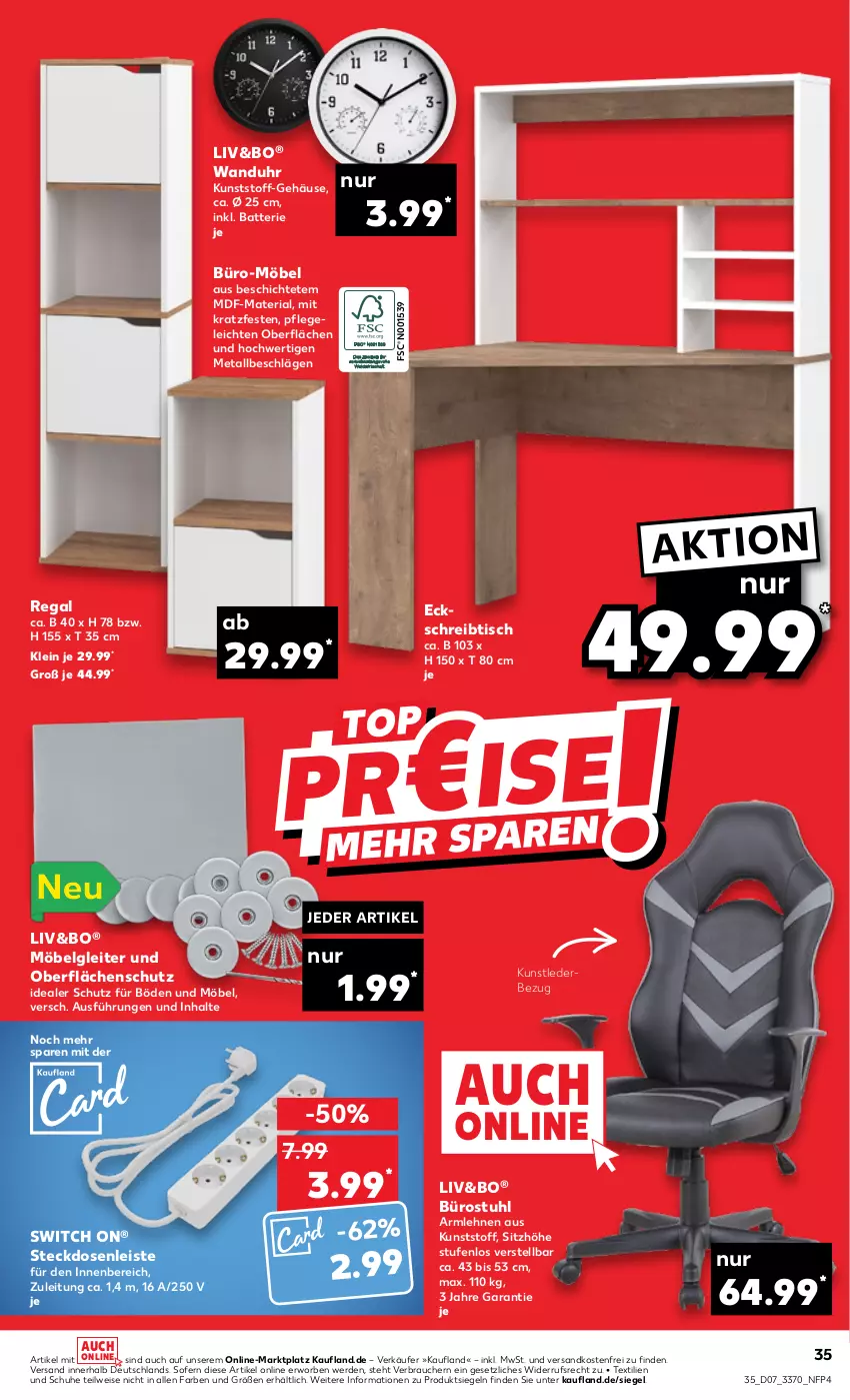 Aktueller Prospekt Kaufland - von 16.02 bis 22.02.2023 - strona 35 - produkty: armlehnen, batterie, eis, erde, LG, möbel, ndk, Rauch, regal, Ria, schreibtisch, schuhe, Sitzhöhe, steckdose, Steckdosenleiste, stuhl, Ti, tisch, uhr, versandkostenfrei, wanduhr