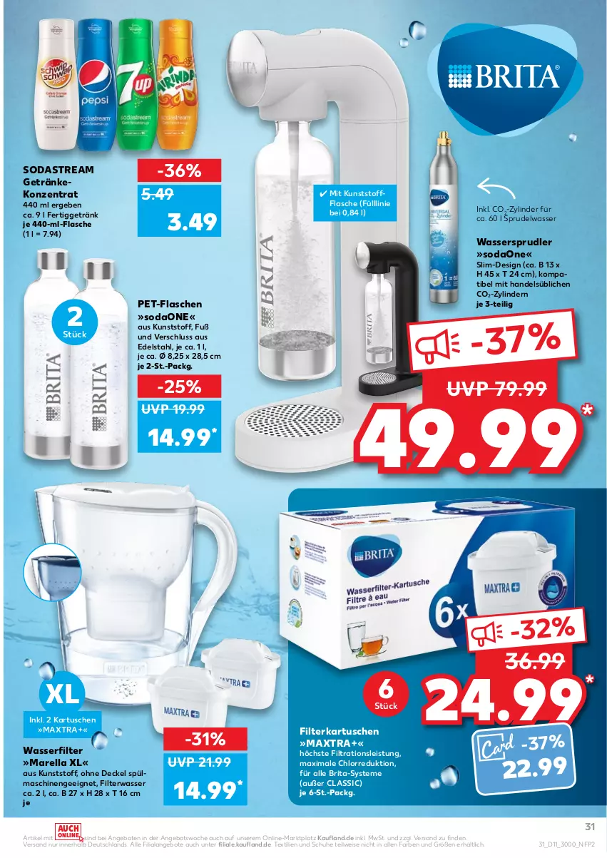 Aktueller Prospekt Kaufland - von 17.03 bis 23.03.2022 - strona 31 - produkty: angebot, angebote, brita, decke, Deckel, edelstahl, eis, filterkartuschen, flasche, getränk, getränke, Maxtra, pet-flasche, pet-flaschen, rel, schuhe, Soda, sodastream, Sprudel, spülmaschinen, Ti, wasser, wasserfilter, wassersprudler