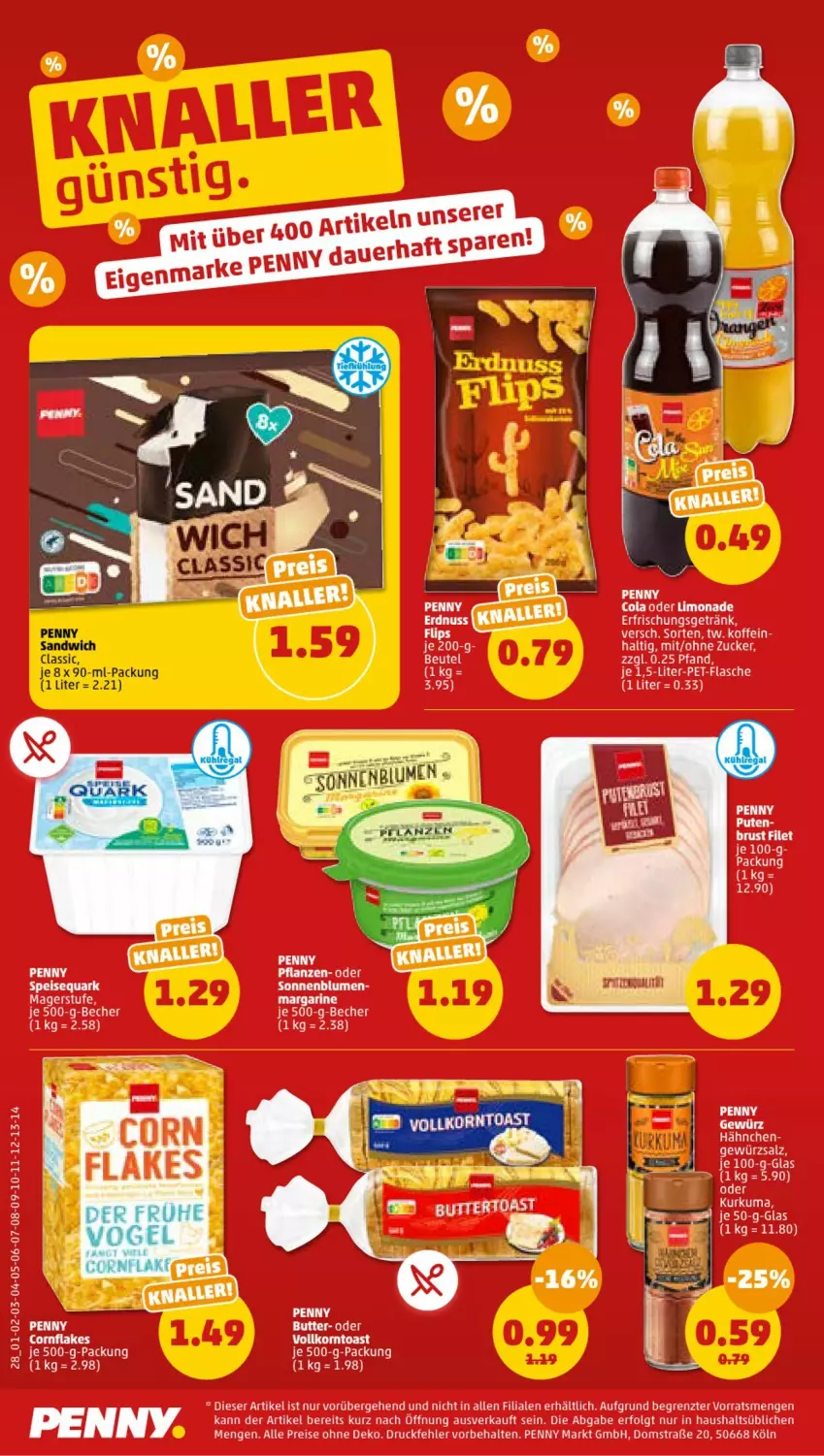 Aktueller Prospekt Penny - Prospekte - von 19.06 bis 24.06.2023 - strona 30 - produkty: blume, blumen, butter, cola, eier, eis, erfrischungsgetränk, flasche, getränk, LG, limo, limonade, margarine, pflanze, pflanzen, quark, reis, sandwich, sonnenblume, sonnenblumen, speisequark, Ti, ZTE, zucker