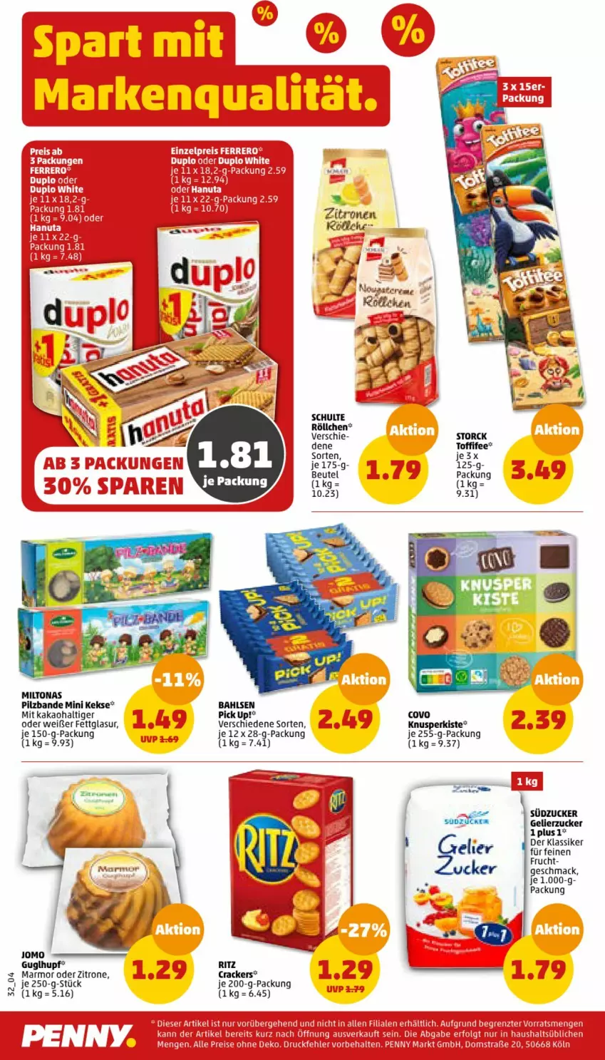 Aktueller Prospekt Penny - Prospekte - von 19.06 bis 24.06.2023 - strona 34 - produkty: bahlsen, beutel, cracker, frucht, gelierzucker, Guglhupf, kakao, keks, kekse, mac, Pick Up!, Soda, storck, südzucker, Ti, toffifee, zitrone, zucker