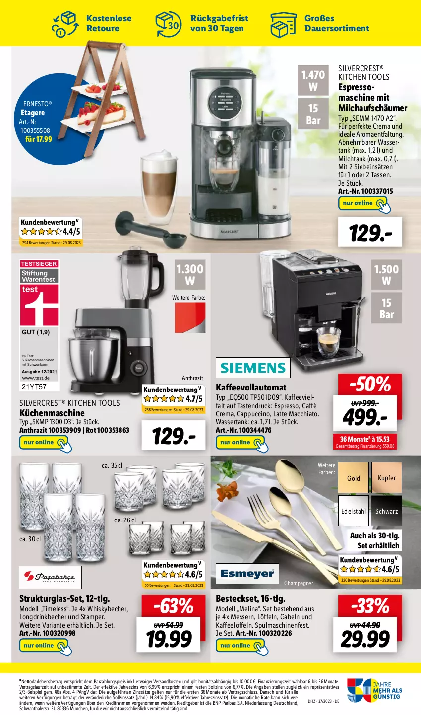 Aktueller Prospekt Lidl - Aktionsprospekt - von 11.09 bis 16.09.2023 - strona 37 - produkty: ACC, auer, auto, Becher, besteck, besteckset, caffè crema, Cap, cappuccino, champagne, champagner, chia, cin, dell, drink, edelstahl, eis, elle, erde, ernesto, espresso, Etagere, gabel, kaffee, kaffeevollautomat, küche, Küchen, küchenmaschine, latte, latte macchiato, LG, Löffel, mac, macchiato, messer, milch, milchaufschäumer, Mode, ndk, reis, Ria, silvercrest, spülmaschinen, tasse, Ti, wasser, wassertank, whisky, Whiskybecher