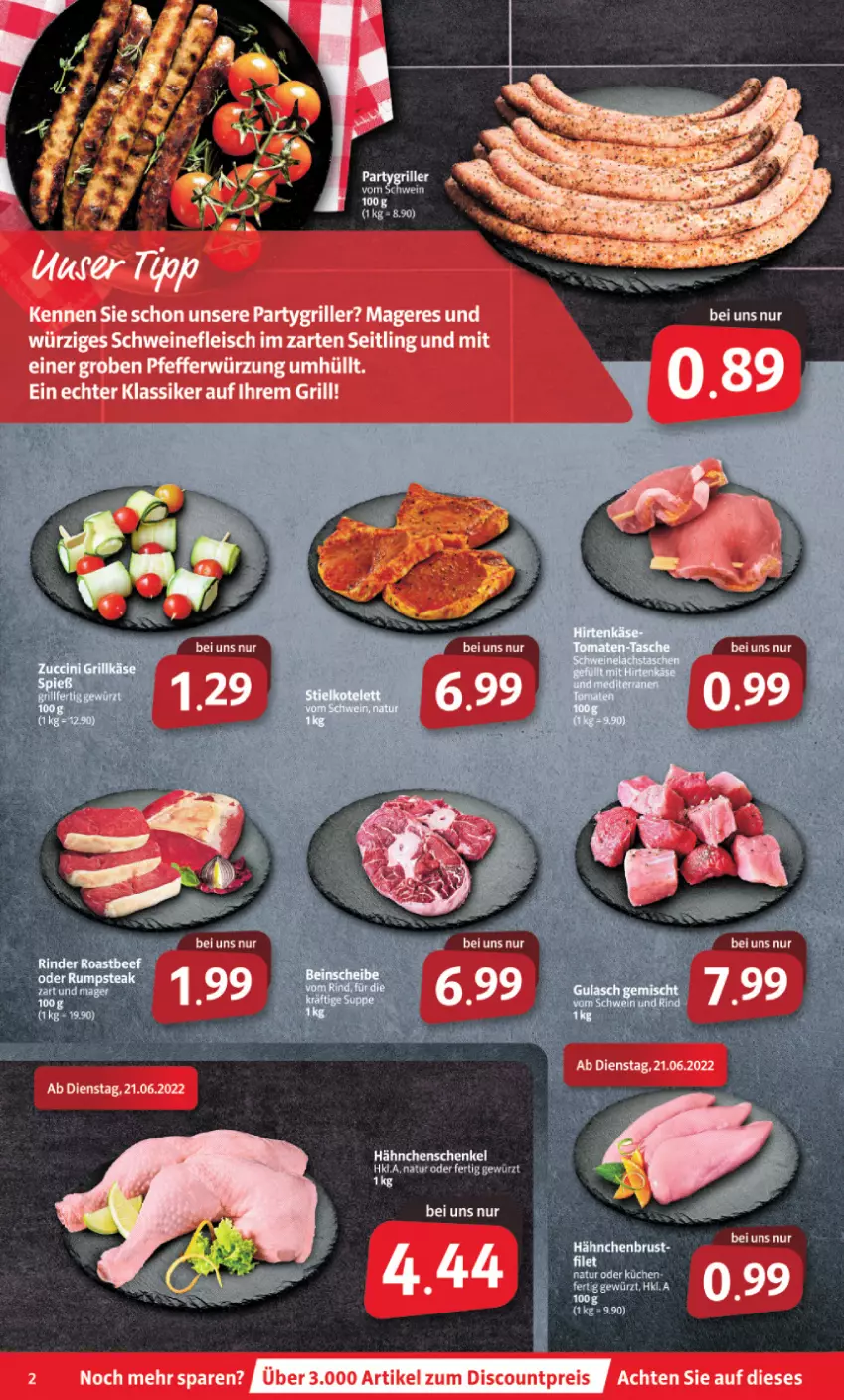 Aktueller Prospekt Markant - Prospekte - von 20.06 bis 25.06.2022 - strona 2 - produkty: discount, eis, fleisch, gewürz, grill, hähnchenschenkel, henkel, natur, reis, schenkel, schwein, schweine, schweinefleisch, Ti, wein, weine