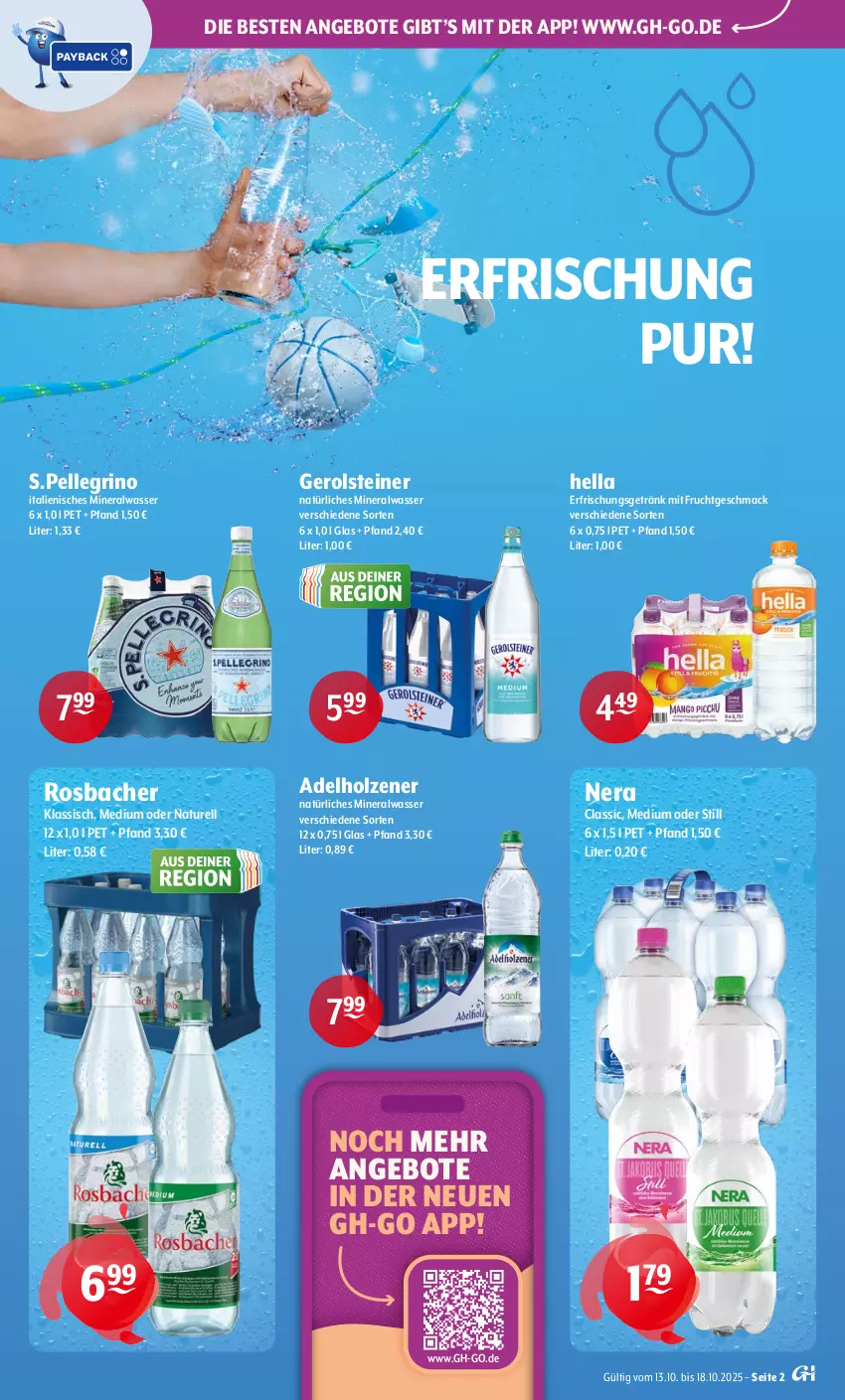 Aktueller Prospekt Getraenke Hoffmann - Prospekte - von 13.10 bis 18.10.2025 - strona 2 - produkty: adelholzener, Alwa, angebot, angebote, elle, erfrischungsgetränk, frucht, gerolsteine, gerolsteiner, getränk, hella, Holz, mac, mineralwasser, mit frucht, natur, natürliches mineralwasser, rel, steiner, Ti, wasser