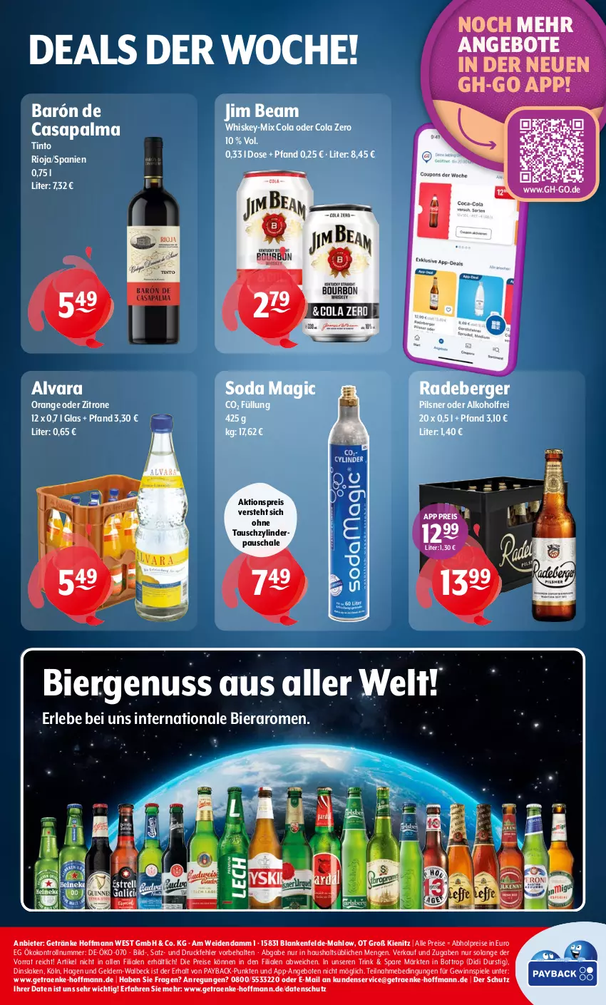 Aktueller Prospekt Getraenke Hoffmann - Prospekte - von 13.10 bis 18.10.2025 - strona 8 - produkty: abholpreise, aktionspreis, alkohol, angebot, angebote, Berger, bier, CO2 Füllung, cola, eis, getränk, getränke, gewinnspiel, jim beam, nuss, orange, payback, pils, pilsner, radeberger, radeberger pilsner, reis, rioja, Schal, Schale, Soda, Spiele, Ti, whiskey, zitrone