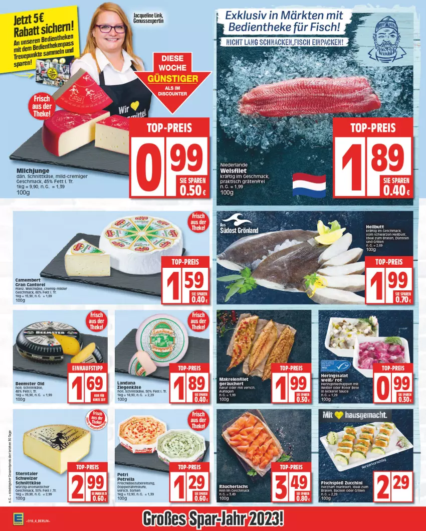 Aktueller Prospekt Edeka - Angebote der Woche - von 17.04 bis 22.04.2023 - strona 4 - produkty: Beemster, braten, camembert, eis, filet, fisch, frischkäse, grill, hering, Herings, ideal zum braten, Käse, lachs, mac, Makrele, milch, nuss, petrella, Räucherlachs, reis, rel, ring, salat, sauce, schnittkäse, Ti, tisch, ziegenkäse, ZTE, zucchini