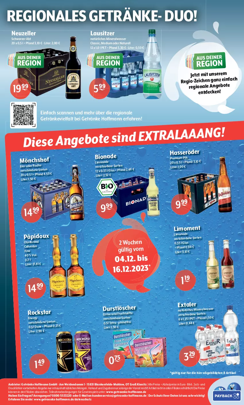 Aktueller Prospekt Getraenke Hoffmann - Prospekte - von 04.12 bis 09.12.2023 - strona 8 - produkty: abholpreise, Alwa, angebot, angebote, bier, bio, bionade, decke, eis, eistee, elle, Extaler, frucht, fruchtsäfte, getränk, getränke, gewinnspiel, limo, limonade, mineralwasser, Mineralwasser Classic, natur, natürliches mineralwasser, obst, Obstbrand, pils, premium pils, reis, rel, Rockstar, säfte, Spiele, tee, Ti, wasser