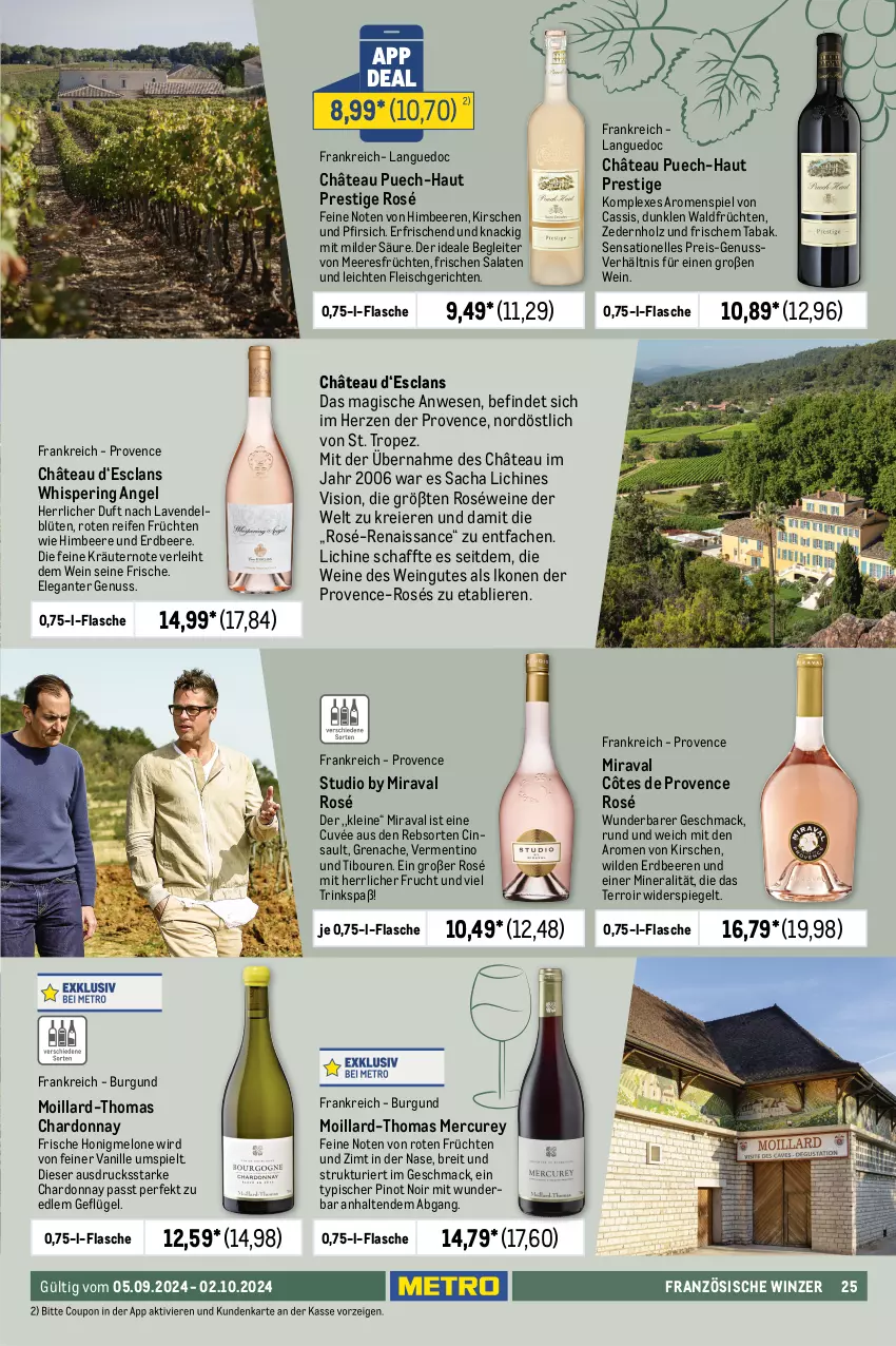 Aktueller Prospekt Metro - Herbstliche Genüsse - von 05.09 bis 02.10.2024 - strona 25 - produkty: ananas, beere, beeren, bio, Blüte, Brei, cassis, chardonnay, cin, Côtes de Provence, cuvée, eier, eis, elle, Engel, ente, erdbeere, erdbeeren, flasche, fleisch, frucht, früchte, früchten, Geflügel, gelee, getränk, getränke, gewürz, grill, Guave, himbeer, himbeere, himbeeren, Holz, honig, honigmelone, Käse, kirsch, kirsche, kirschen, kraft, kräuter, kräutern, küche, lavendel, leine, mac, meeresfrüchte, melone, nuss, orange, Palette, pfirsich, Pinot, pinot noir, reifen, reis, ring, rosen, roséwein, sac, salat, salate, spiegel, Ti, tisch, vanille, wein, weine, Wild