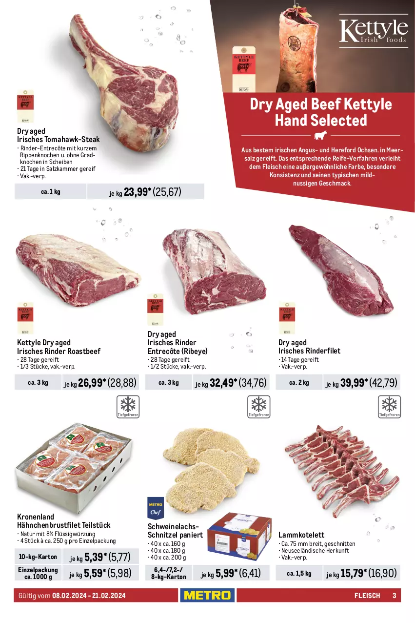 Aktueller Prospekt Metro - GastroJournal - von 08.02 bis 21.02.2024 - strona 3 - produkty: beef, braten, Brei, brustfilet, decke, Deckel, eis, elle, entrecôte, filet, fleisch, hähnchenbrust, hähnchenbrustfilet, kasseler, kotelett, krone, lachs, lamm, lammkotelett, mac, meersalz, Metro, natur, nuss, reis, rind, rinder, rinderfilet, Rippen, roastbeef, rollbraten, salz, Schal, Schale, schnitten, schnitzel, schwein, schweine, schweinefilet, Schweinelachs, steak, steakhüfte, Ti, wein, weine