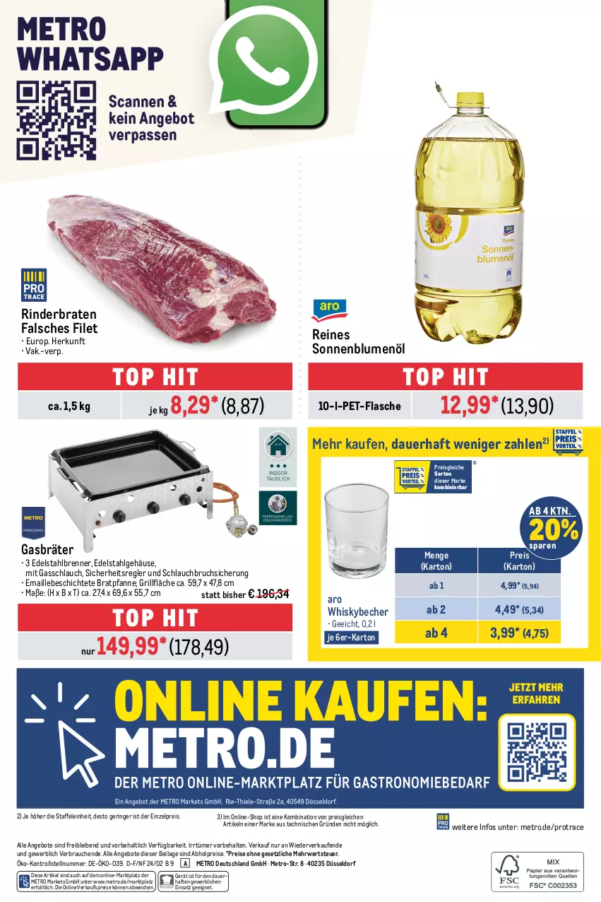 Aktueller Prospekt Metro - GastroJournal - von 08.02 bis 21.02.2024 - strona 36 - produkty: abholpreise, angebot, angebote, auer, Becher, blume, blumen, blumenöl, braten, bratpfanne, edelstahl, eis, Falsches Filet, filet, flasche, Gasbräter, grill, grillfläche, ilag, LG, maille, Metro, pet-flasche, pfanne, Rauch, reis, rind, rinder, rinderbraten, ring, rwe, schlauch, sonnenblume, sonnenblumen, sonnenblumenöl, Ti, whisky, Whiskybecher