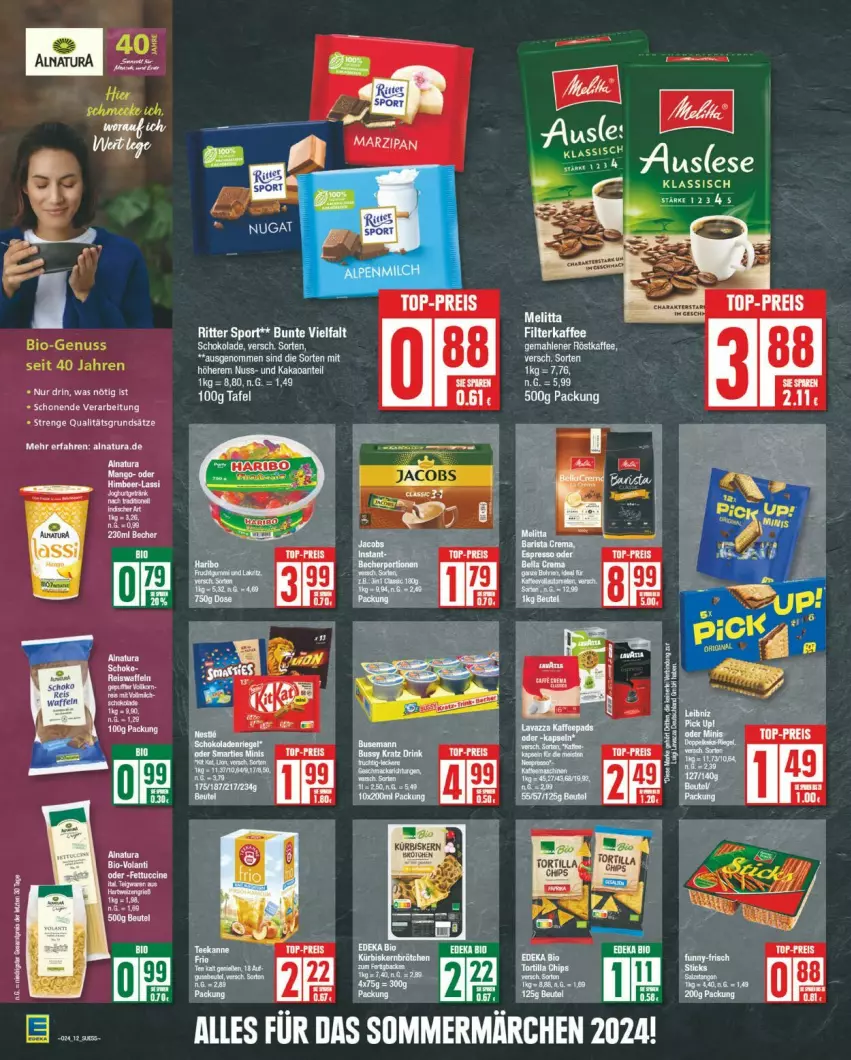 Aktueller Prospekt Edeka - Prospekte - von 10.06 bis 15.06.2024 - strona 12 - produkty: bio, deka, edeka bio, eis, natur, natura, nuss, reis, ritter, ritter sport, schoko, Sport, top-preis