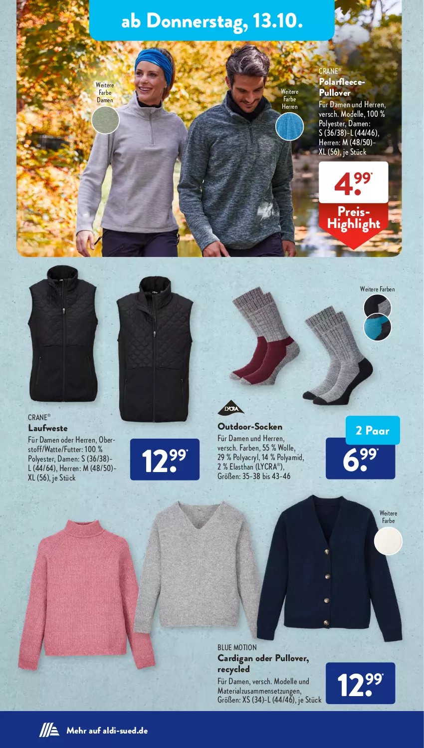 Aktueller Prospekt AldiSud - IN ZWEI WOCHEN - von 10.10 bis 15.10.2022 - strona 14 - produkty: aldi, Cardigan, dell, eis, elle, Mode, Pullover, reis, Ria, socken, Ti, Weste, wolle