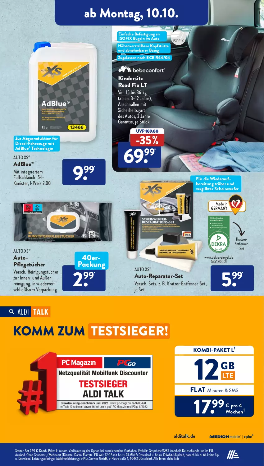 Aktueller Prospekt AldiSud - IN ZWEI WOCHEN - von 10.10 bis 15.10.2022 - strona 5 - produkty: adblue, aldi, auto, bügel, Diesel, eis, Kinder, Kindersitz, kopfstütze, Reinigung, reinigungstücher, reis, ring, rwe, schlauch, Ti, topf, tücher