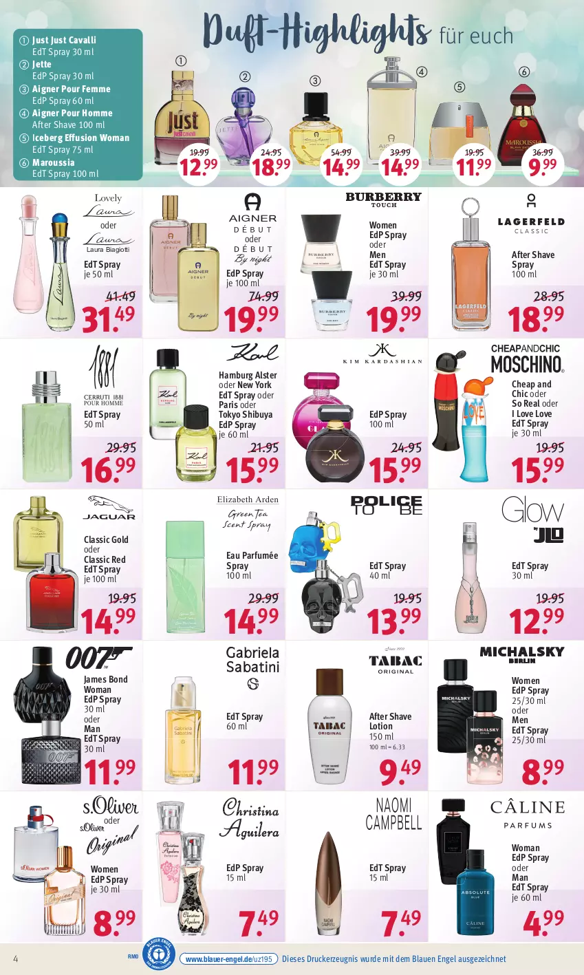 Aktueller Prospekt Rossmann - Prospekte - von 21.02 bis 25.02.2022 - strona 4 - produkty: after shave, aigner, auer, Bad, Cava, drucker, edp spray, edt spray, Engel, Just Cavalli, kerze, laura biagiotti, Lotion, parfum, Ti, Yo