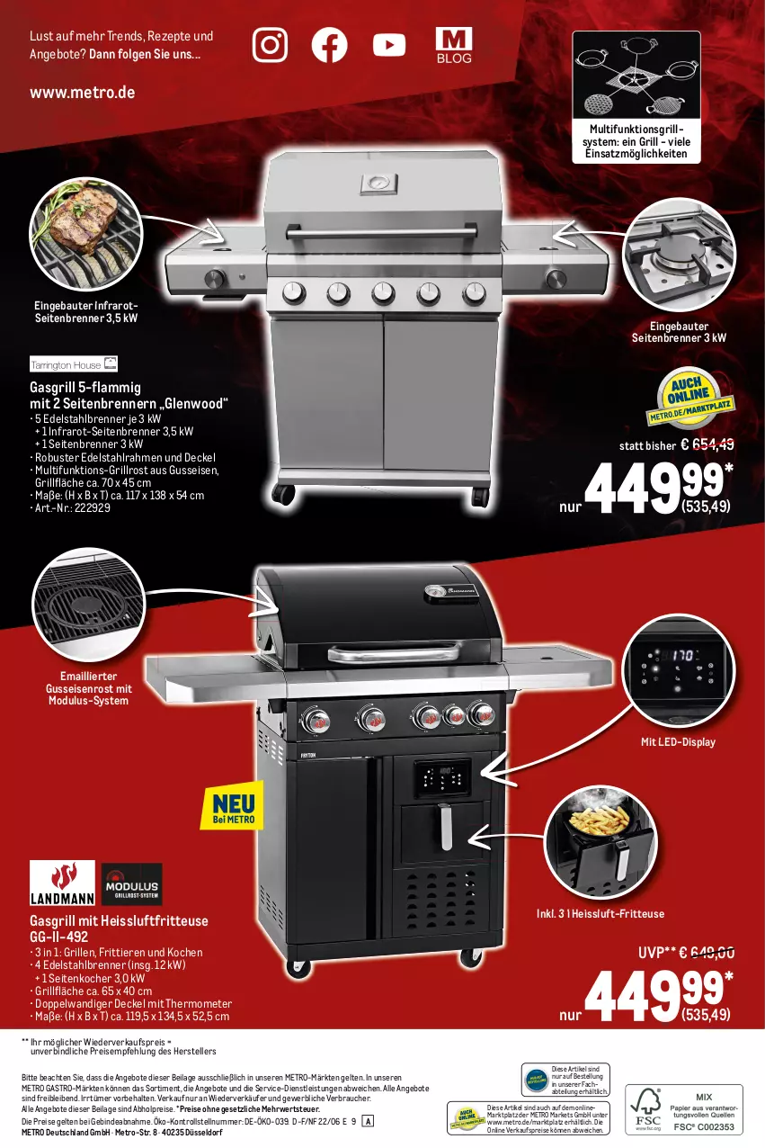 Aktueller Prospekt Metro - BBQ Spezial - von 30.06 bis 13.07.2022 - strona 16 - produkty: abholpreise, Abtei, angebot, angebote, Bau, decke, Deckel, edelstahl, eis, elle, fritteuse, gasgrill, grill, grillfläche, grillrost, ilag, Kocher, lamm, LG, Metro, metro gastro, mit thermometer, Rauch, reis, rezept, rezepte, rwe, teller, thermometer, Ti, Tiere