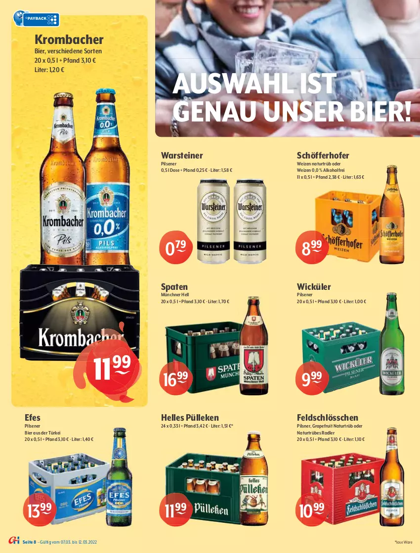 Aktueller Prospekt Getraenke Hoffmann - Prospekte - von 07.03 bis 12.03.2022 - strona 8 - produkty: alkohol, altenburger, Berger, berliner, bier, burger, eis, elle, Freiberger, grapefruit, Guinness, Kilkenny, krombache, krombacher, natur, oder radler, pils, pilsener, pilsner, radler, schöfferhofer, Schultheiss, Spaten, steiner, Ti, warsteiner, WICK, Zipfer