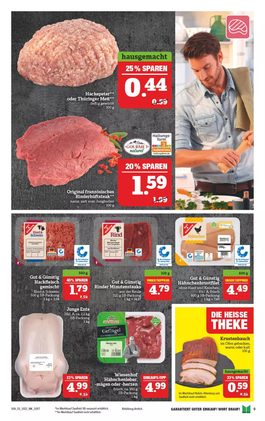 Aktueller Prospekt Marktkauf - Prospekt - von 16.01 bis 22.01.2022 - strona 13 - produkty: eis, elle, ente, gewürz, gin, hüftsteak, jungbullen, Mett, natur, rind, rinder, ring, schwein, steak, Ti, wein, wiesenhof