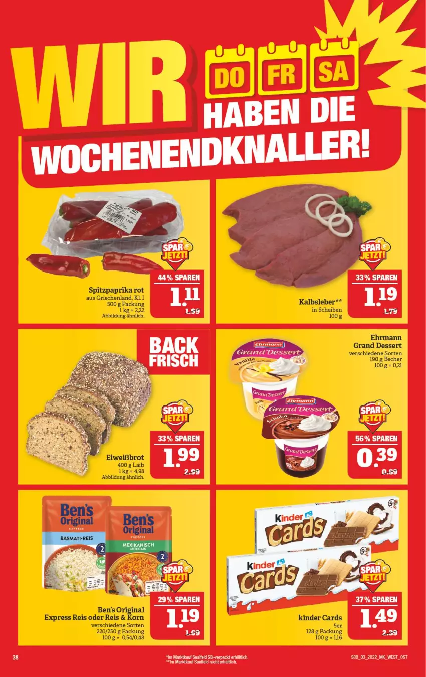 Aktueller Prospekt Marktkauf - Prospekt - von 16.01 bis 22.01.2022 - strona 42 - produkty: Becher, brot, dessert, ehrmann, Ehrmann Grand Dessert, eis, Eiweißbrot, korn, paprika, paprika rot, reis, Spitzpaprika